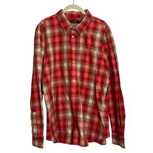 Lauren Ralph Lauren Womens Button Up Shirt Size 16 Red Multi Plaid 100% Cotton